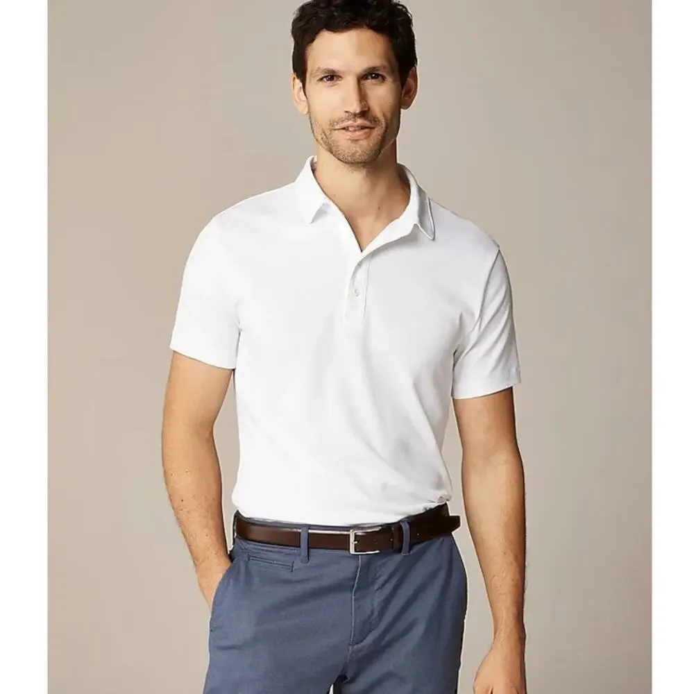 J.Crew Short Sleeve Polo Shirt Mens Medium White Performance Coolmax Golf Tennis